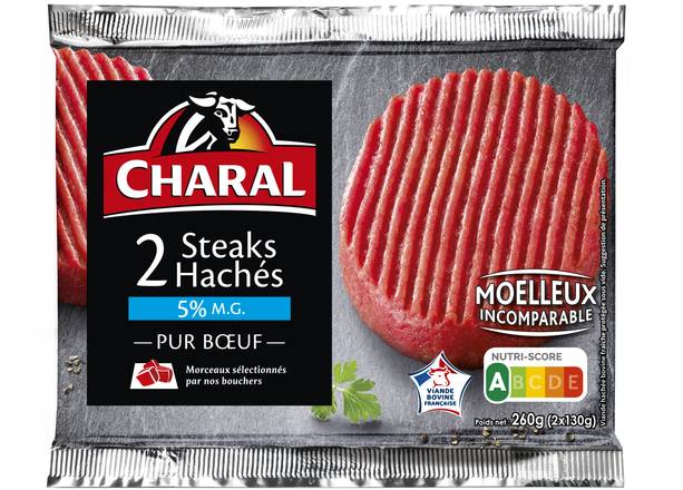 Charal - Steaks hachés pur boeuf (2 pièces)
