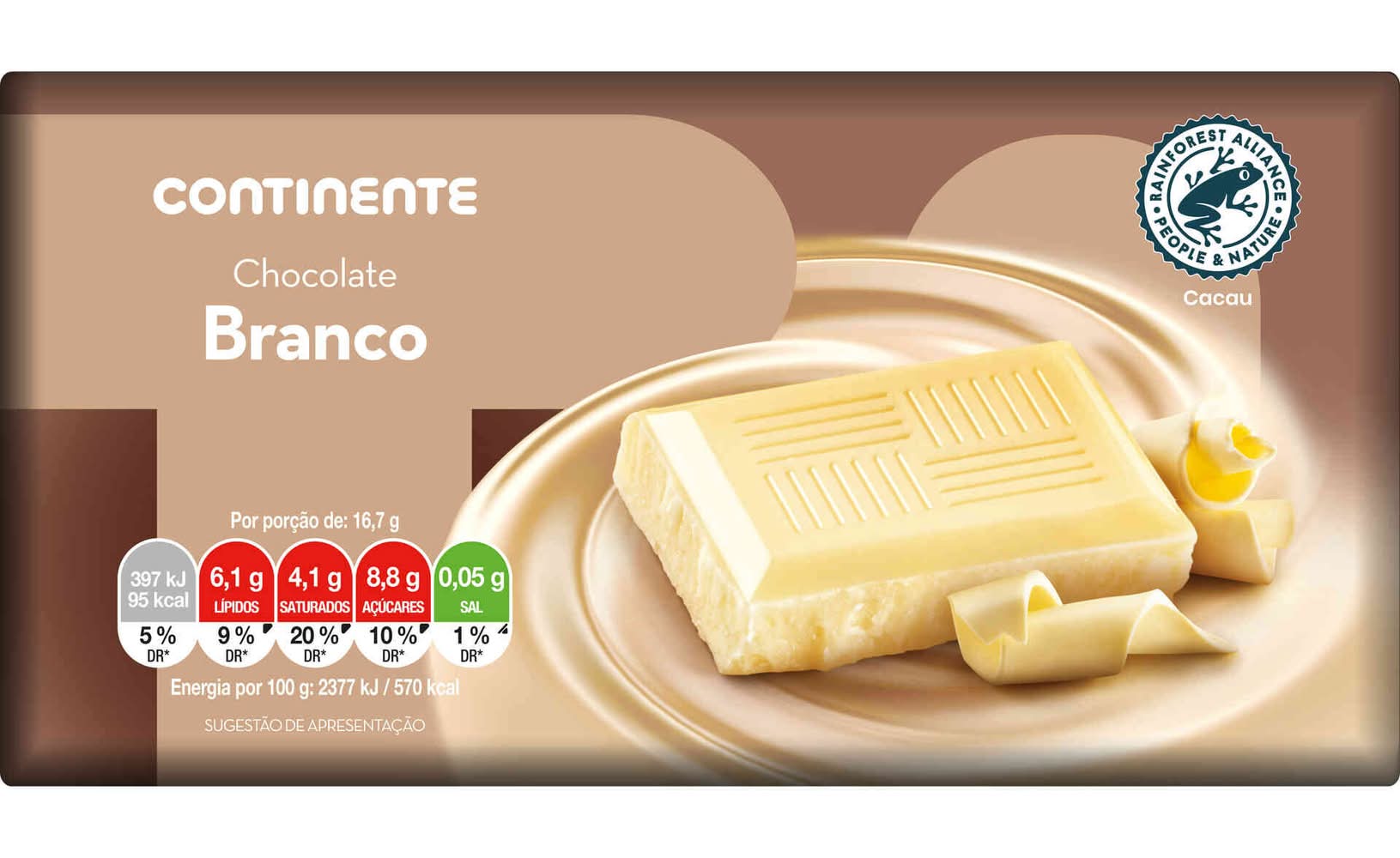 Tablete de Chocolate Branco Continente (emb. 100 gr)