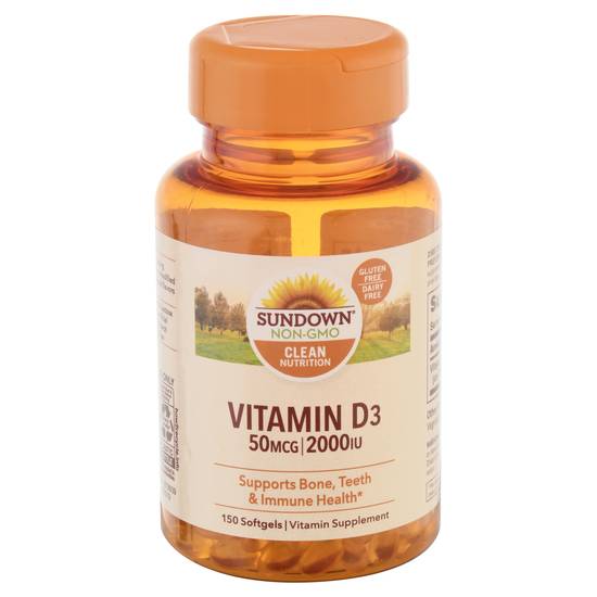 Sundown Non-Gmo 50 Mcg Softgels Vitamin D3 (150 ct)