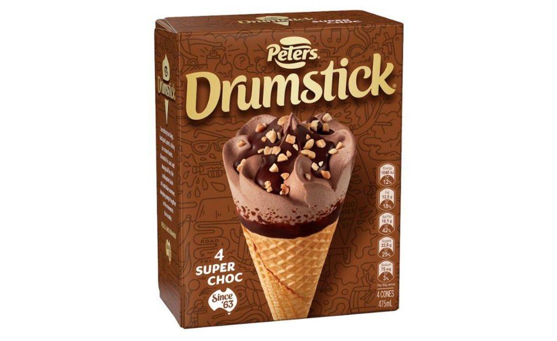 Peters Drumstick Super Choc Cone 4 Pack 475mL