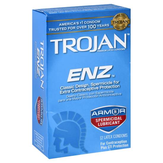 Trojan Enz Spermicidal Lubricated Latex Condoms (12 ct)