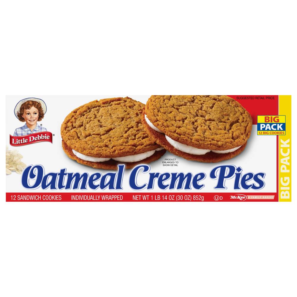 Little Debbie Creme Pies Individually Wrapped Sandwich Cookies, Oatmeal (30 oz)