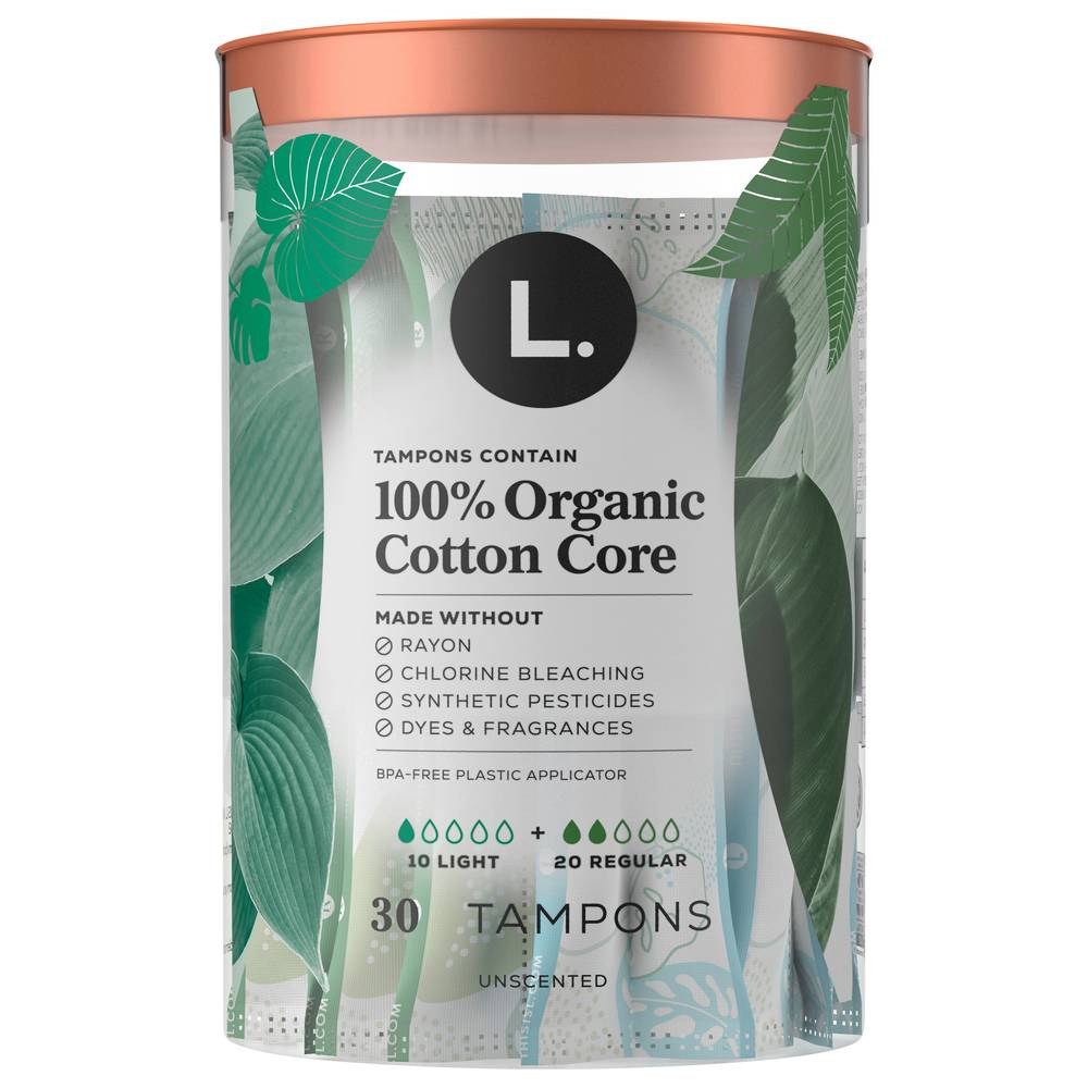 L. Organic Cotton Tampons Light + Regular (30 ct)