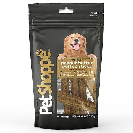 Petshoppe Premium Dog Treats Puffed Sticks Peanut Butter