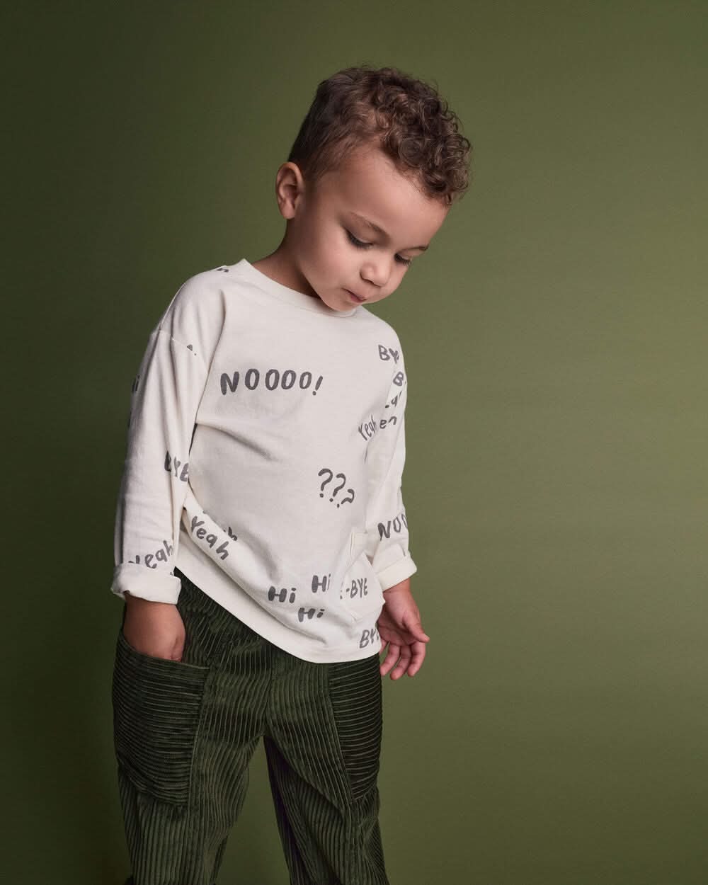 Toddler 'Hi Bye' Long-Sleeve Relaxed Graphic Tee - Cream - 5T