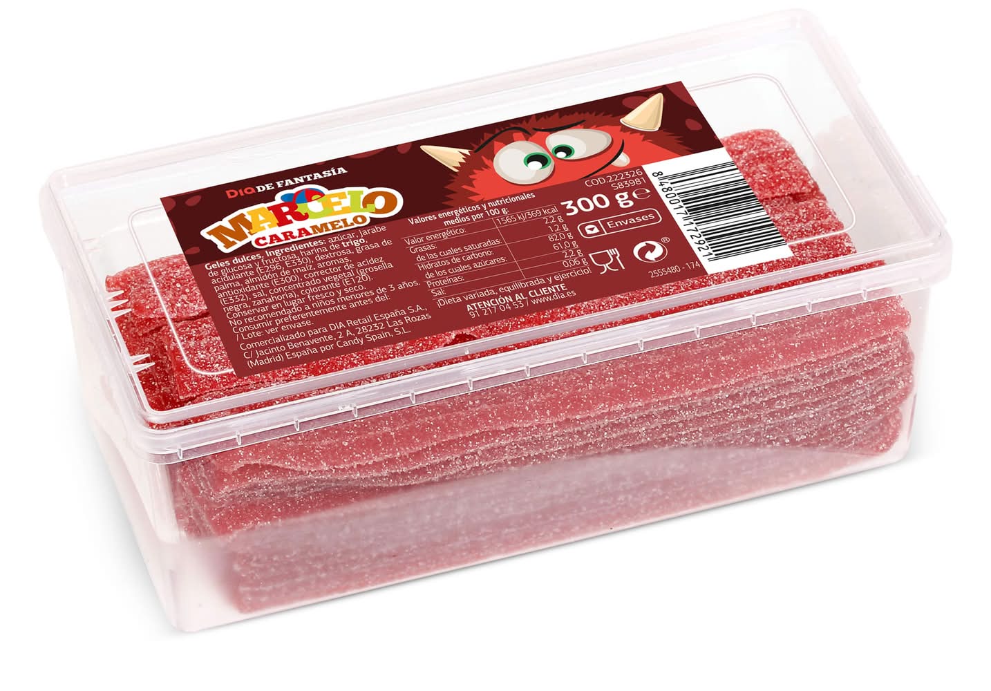 Golosinas Cintas Pica Marcelo Caramelo De Dia Tarrina 300 G