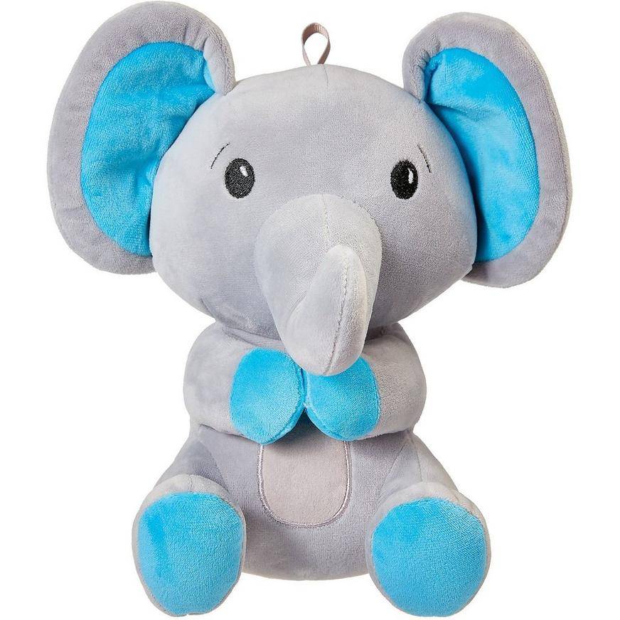 Gray Blue Plush Elephant Balloon Weight, 5.7oz