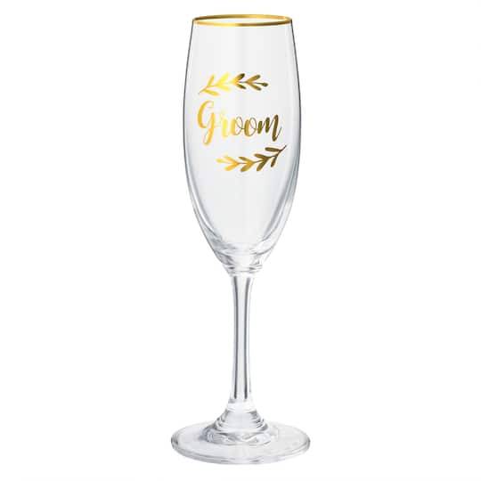 Celebrate It Groom Toasting Flute Glass, Clear - Gold