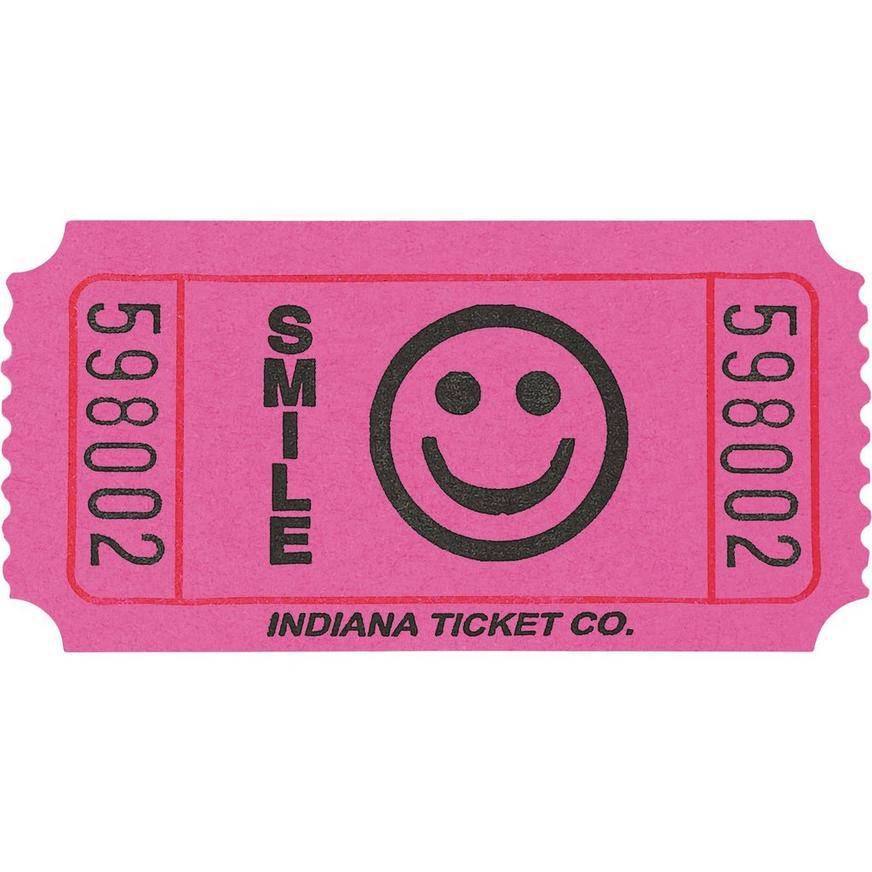 Pink Smiley Single Roll Tickets, 1000ct
