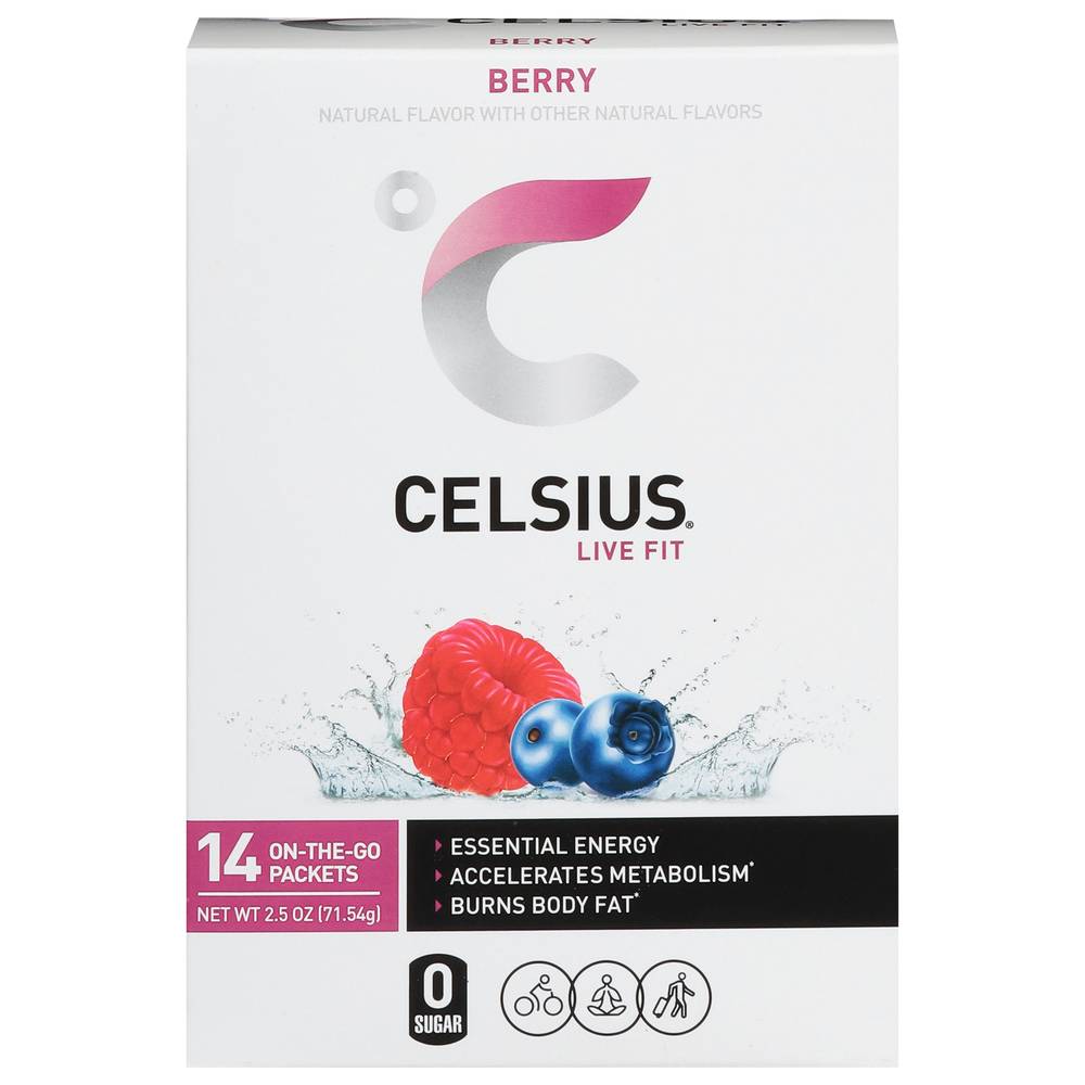 Celsius Otg Power Stick Energy Drink Packets, Berry (0.2 oz, 14 ct)