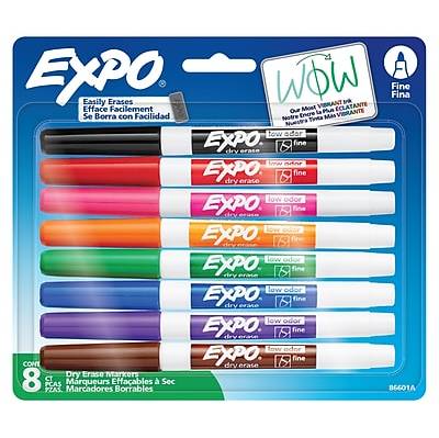Expo Low-Odor Dry-Erase Markers Fine Point Assorted Colors