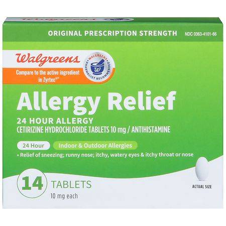 Walgreens Wal-Zyr 24 Hour Allergy Relief, Cetirizine Hydrochloride Tablets - 5.0 ea