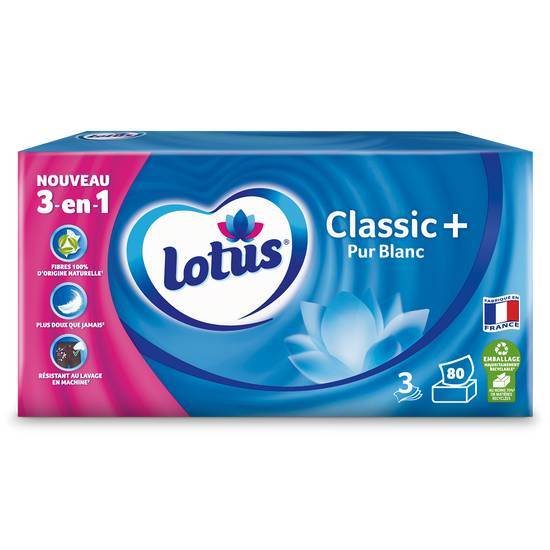 Lotus - Classic+ mouchoirs 3en1, blanc (80)