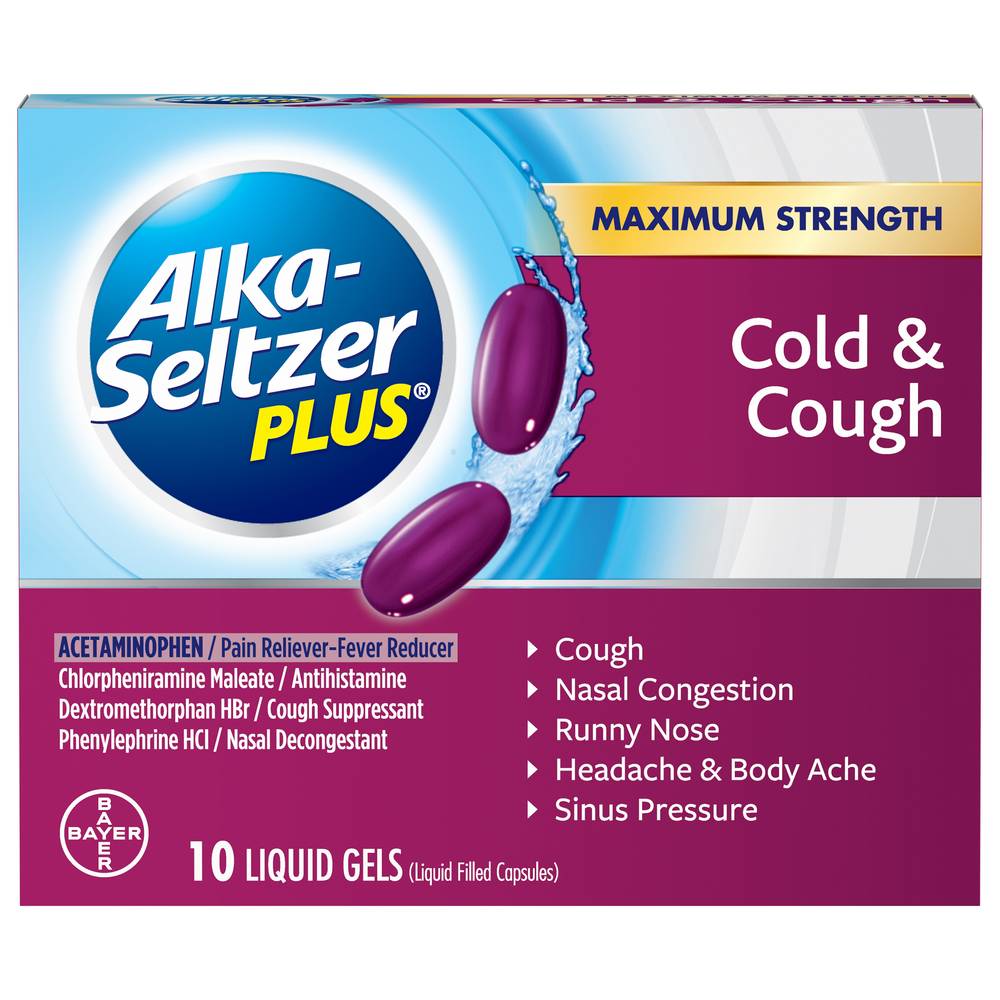 Alka-Seltzer Maximum Strength Cold & Cough Liquid Gel Capsules