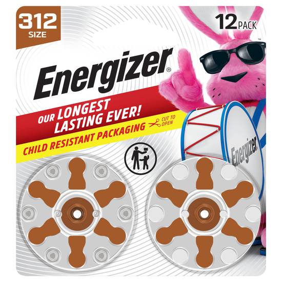 Energizer Hearing Aid Batteries (size 312/brown tab)