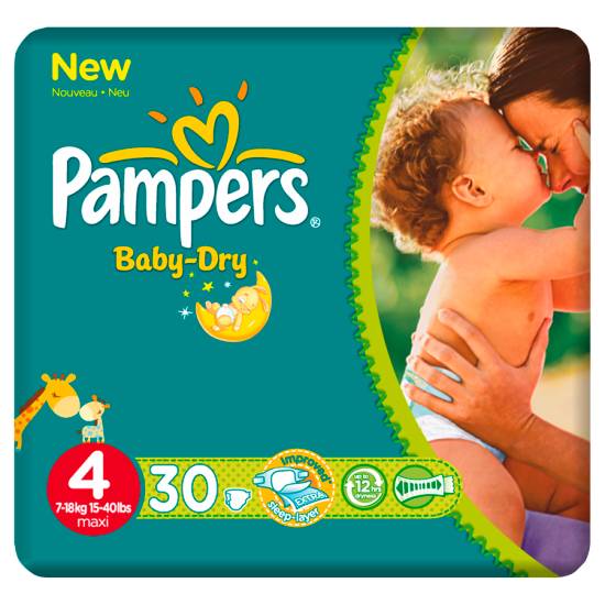 Pampers 4, Baby Dry Nappies (30 pack)