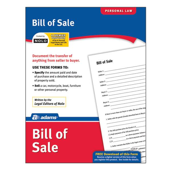 Adams® Bill of Sale