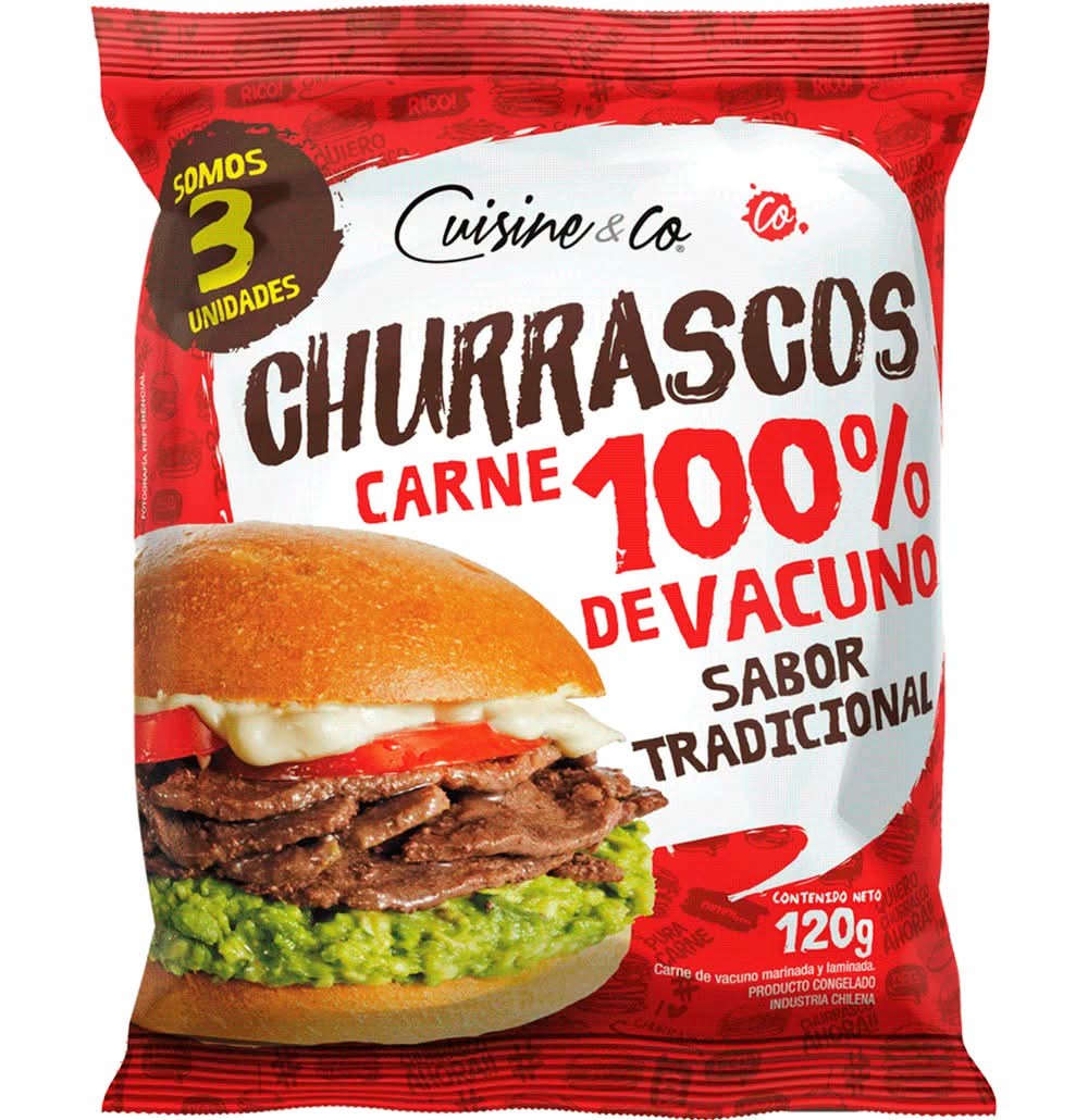 Cuisine & Co · Churrascos carne 100 % de vacuno congelada (3 un)