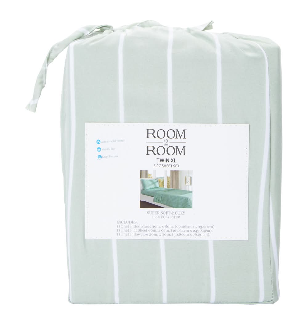 Twin XL Size Printed Sheet Set 3-Piece Stripes