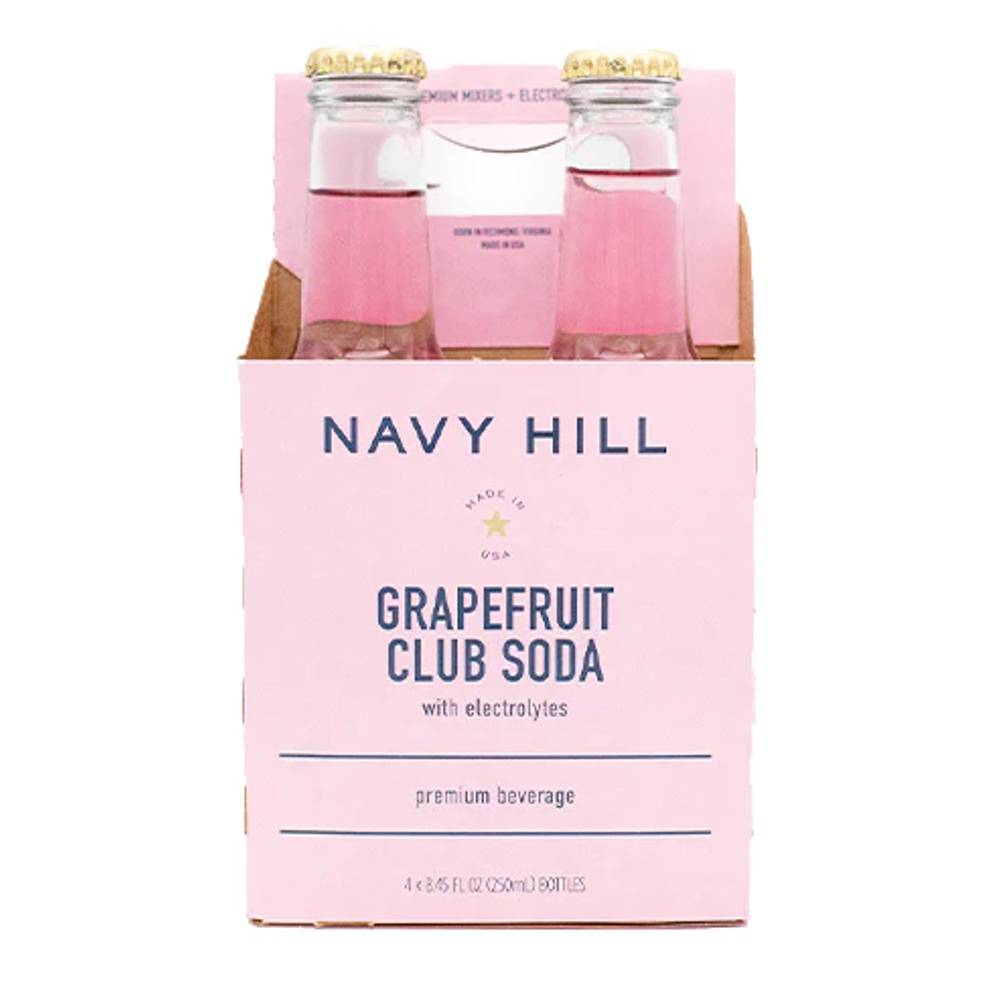 Navy Hill Club Soda With Electrolytes, Grapefruit (4 x 8.45 fl oz)