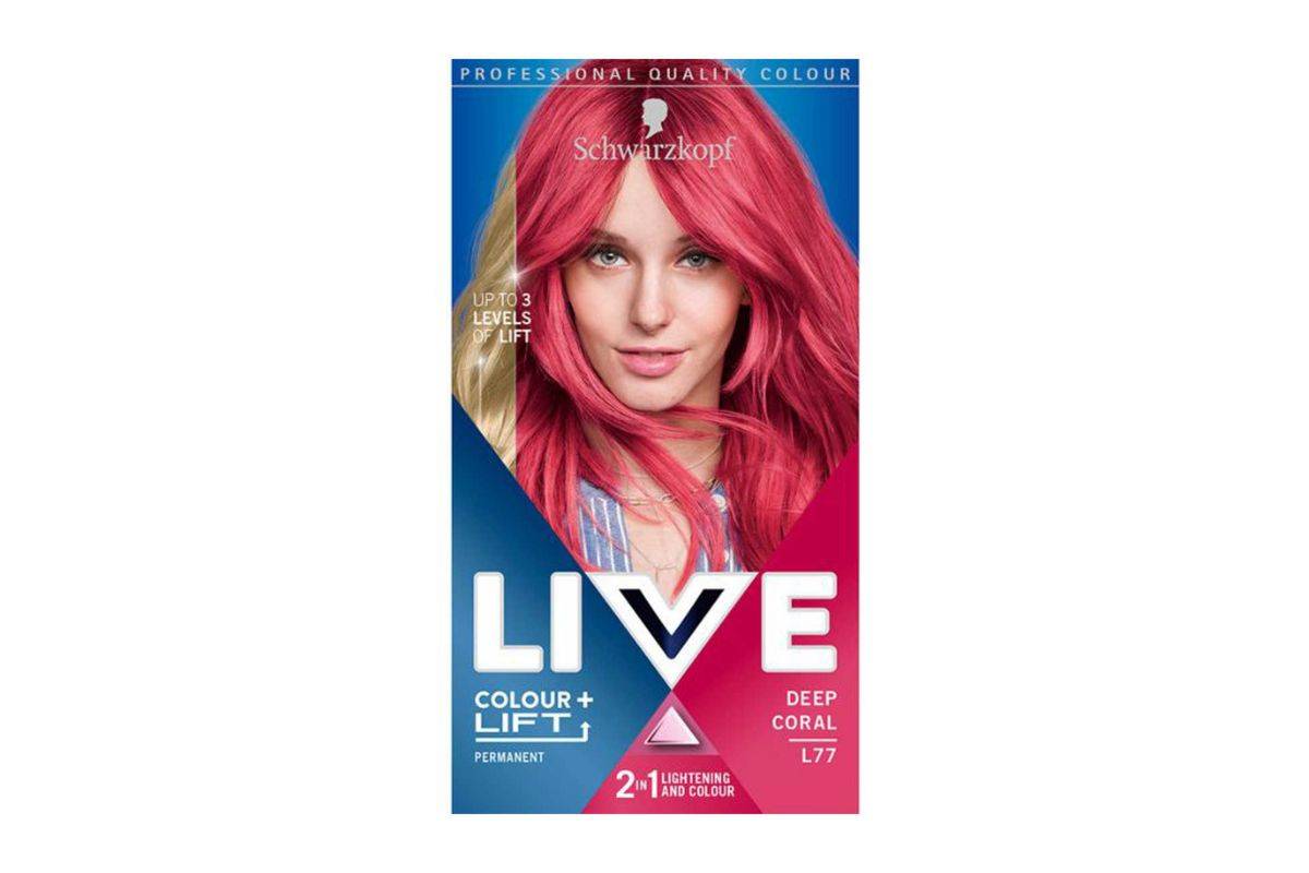 Schwarzkopf Deep Coral L77, Live Colour + Lift Permanent Pink Hair Dye