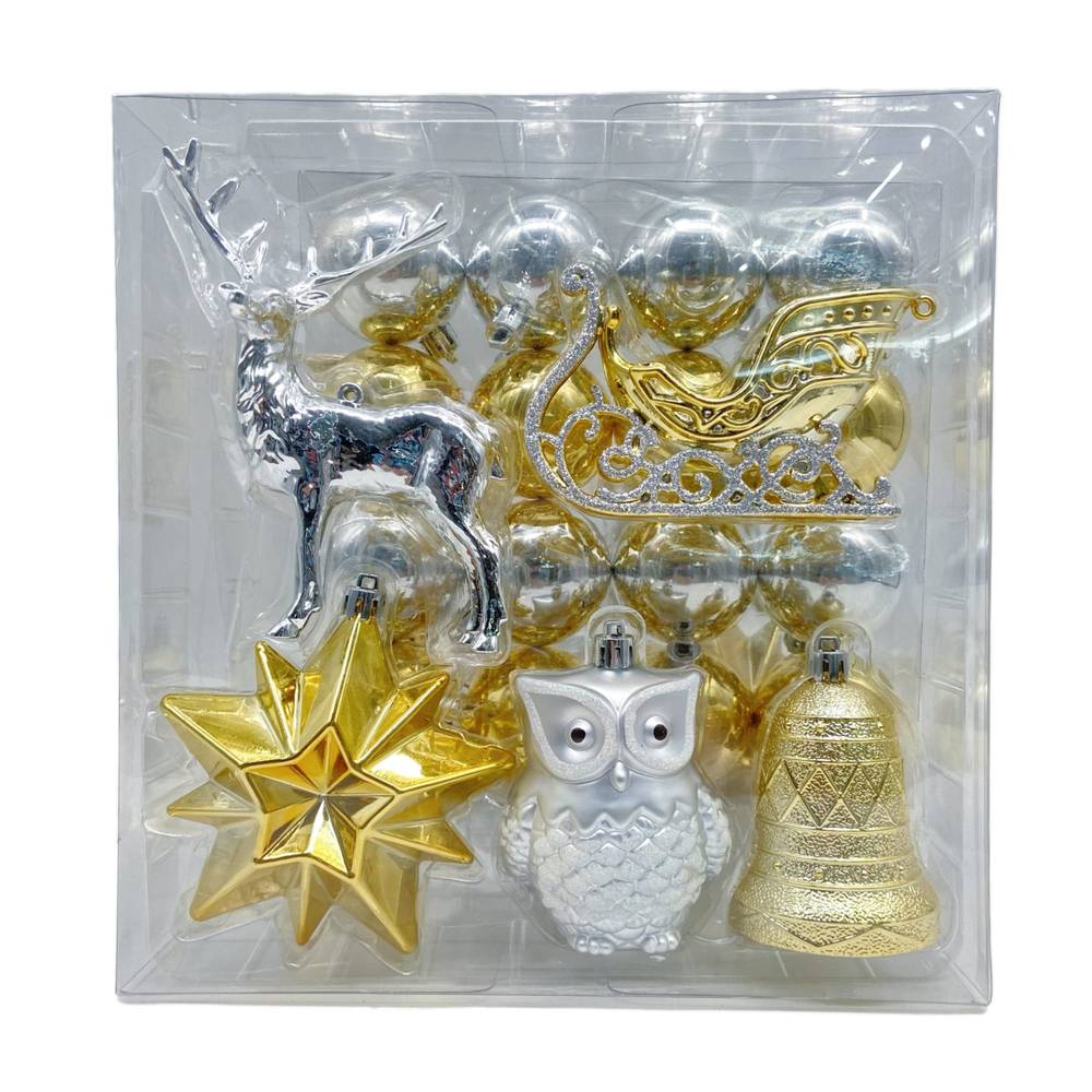 Holiday Living 26-count Multi Gold and Silver Shatterproof Ornament Set | 014-923-3