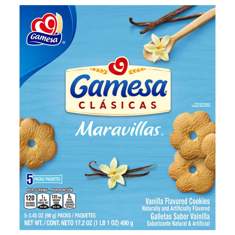 Gamesa Clasicas Maravillas Cookies, Vanilla (5 x 3.45 oz)