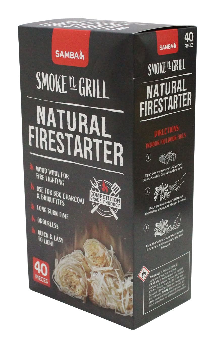 Samba Smoke 'n' Grill Natural Firestarters - 40 Pack