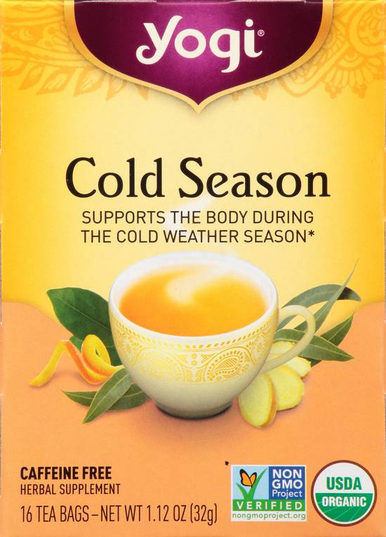 Yogi Cold Season Organic Caffeine Free Herbal Tea (16 tea bags)
