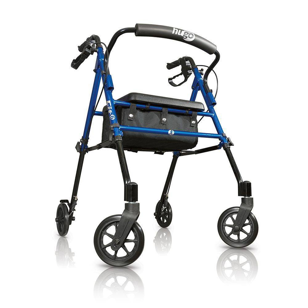 Hugo Pacific Blue Fit Rollator Walker With Padded Seat, Backrest and