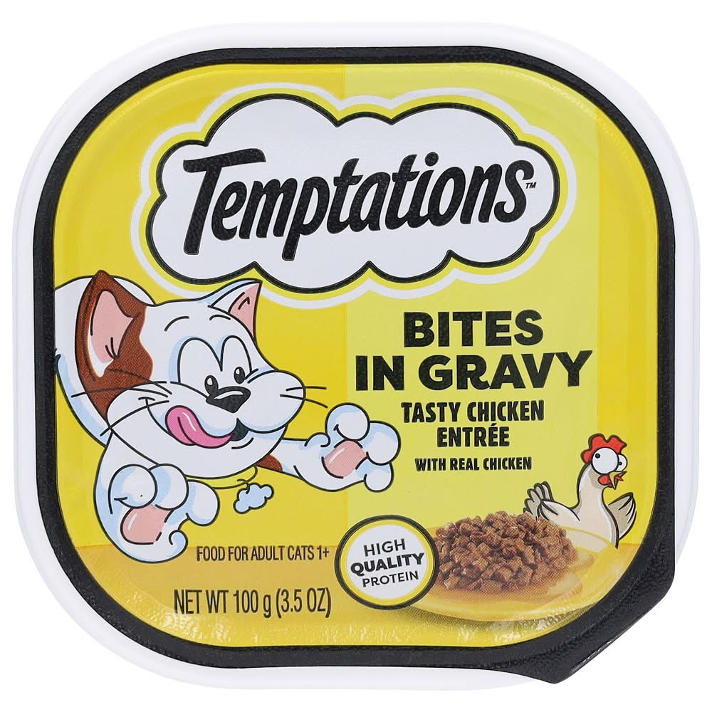 Temptations Bites in Gravy Adult Cat Food, Chicken (3.5 oz)