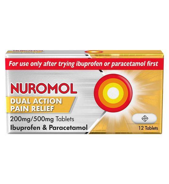 Nuromol Dual Action Pain Relief 200mg/500mg - Ibuprofen & Paracetamol Tablets 12s