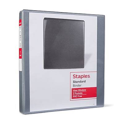 Staples Standard 1 1/2 3-ring View Binder (gray)