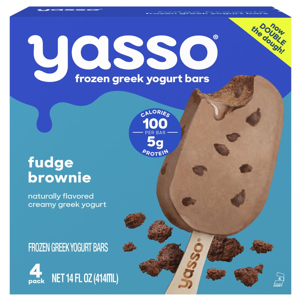 Yasso Frozen Creamy Greek Yogurt Bars, Fudge Brownie (14 fl oz, 4 ct)