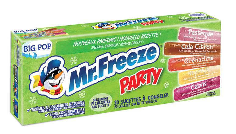 Mr. Freeze - Sucettes big pop party (20 pièces, 45 ml)