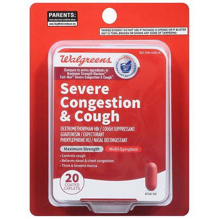 Walgreens Mucus Relief Severe Congestion & Cough Coated Caplets (20 ct)