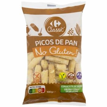 Picos de pan con aceite de oliva Classic Carrefour sin gluten y sin lactosa 100 g.