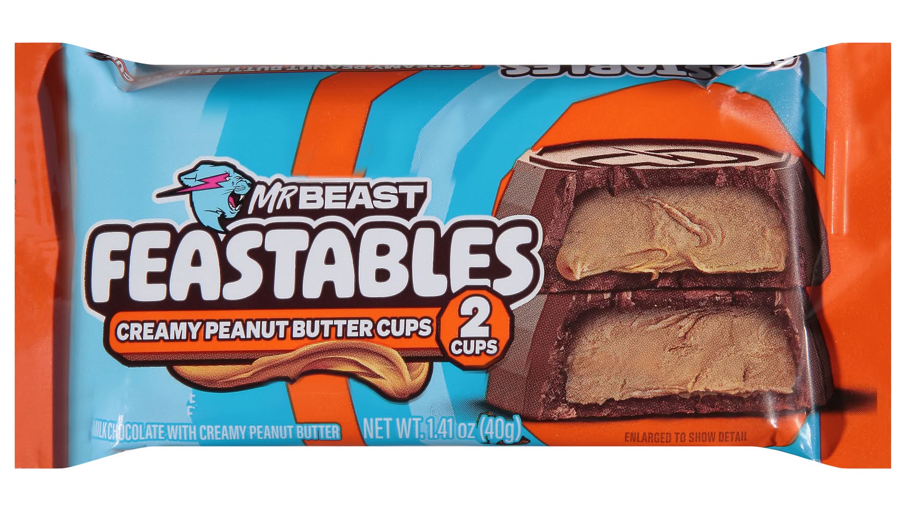 Feastables Creamy Chocolate Cups, Peanut Butter (1.41 oz, 2 ct)