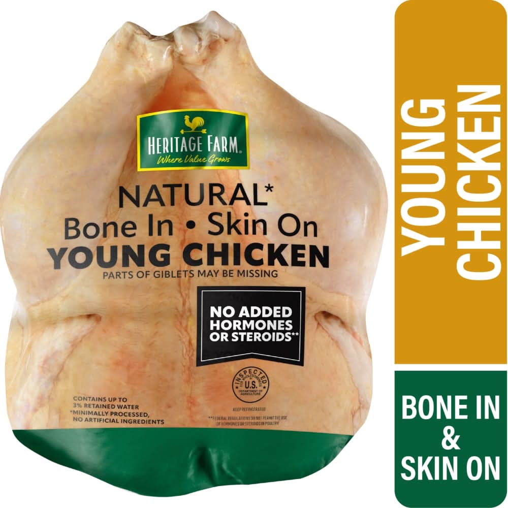 Heritage Farm® Bone In Skin On Whole Young Chicken
