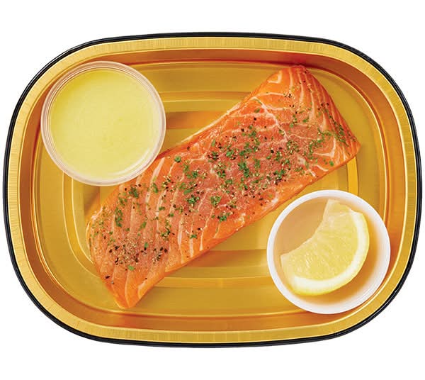 Wegmans Gold Pan Lemon Pepper Seasoned Salmon with Lemon Butter Sauce, Ready to Cook