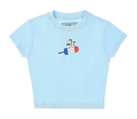 Juniors Peanuts® Americana Snoopy Graphic Tee Large Pastel Blue