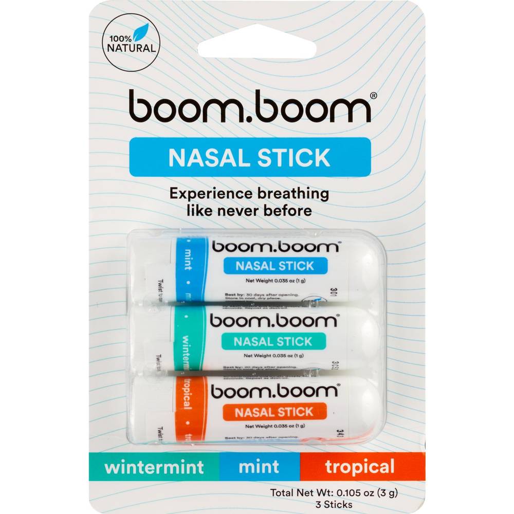 BoomBoom Naturals Nasal Stick, Wintermint, Mint, Tropical (0.1 oz, 3 ct)