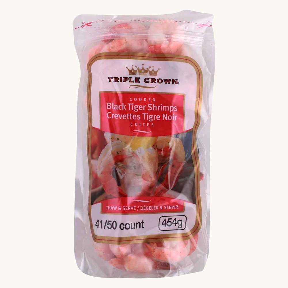 Triple Crown Cooked TailOn Black Tiger Shrimp, 41 / 50 Count Delivery
