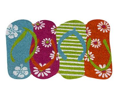 Flip-Flops Shaped Coir Doormat, Multicolor