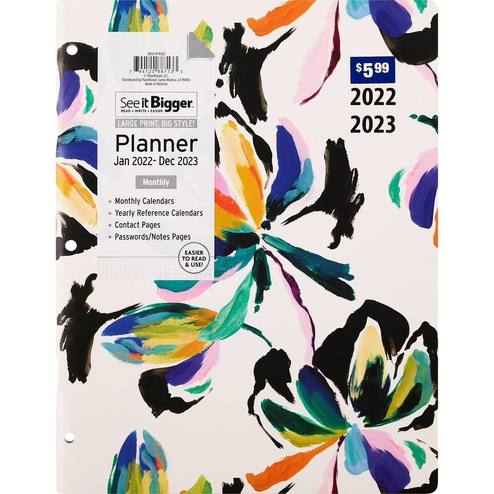 Planahead Monthly Large Planner, Assorted Colors