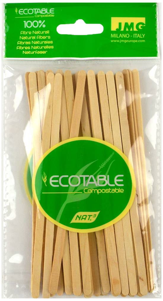 Ecotable - Nat3 agitateurs en bois (50 pièces)