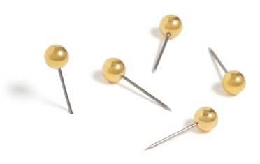 Les Produits U Map Push Pins, Gold (100 ct)