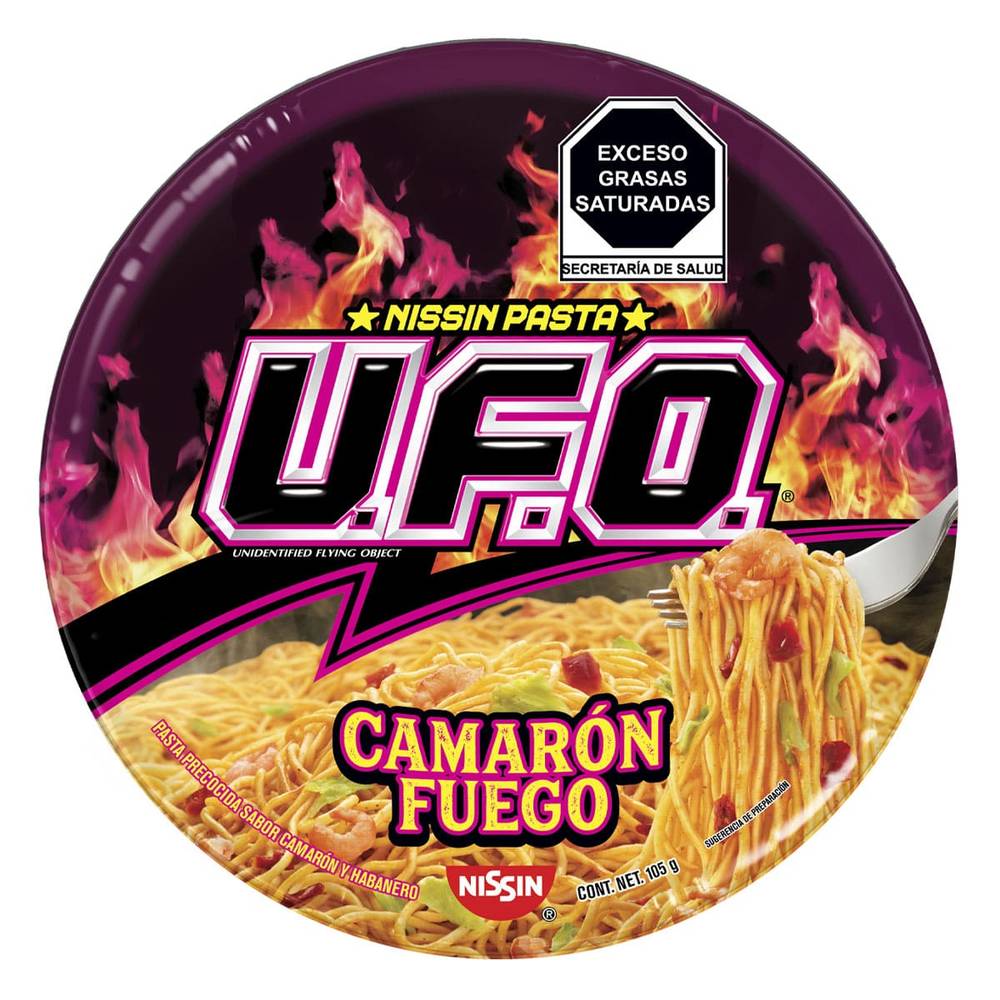 Nissin · U.f.o pasta precocida, camarón fuego (105 g)