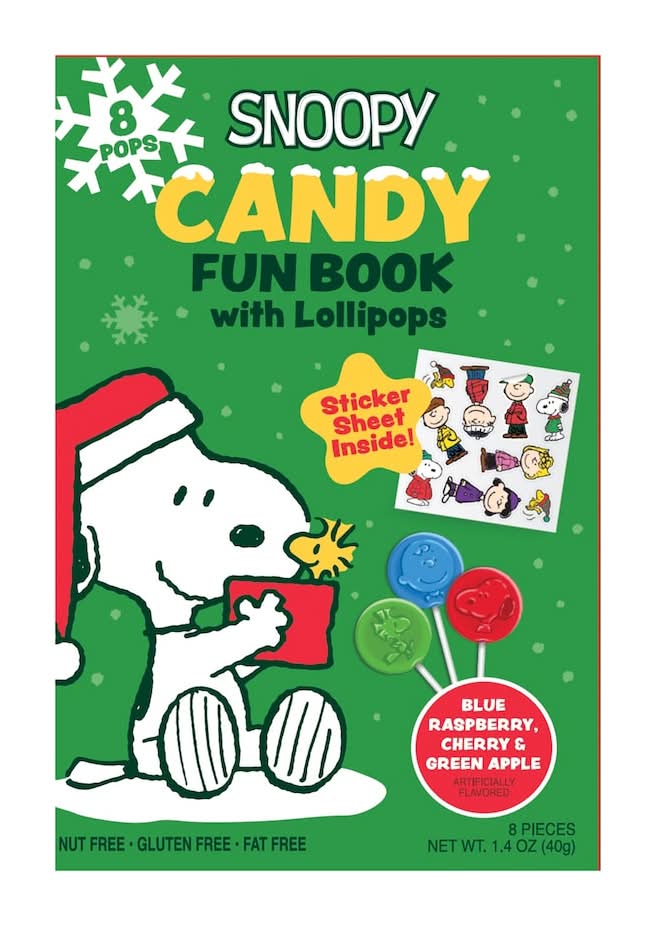 Snoopy Candy Fun Book With Lollipops, Blue Raspberry, Cherry & Green Apple (1.4 oz, 8 ct)