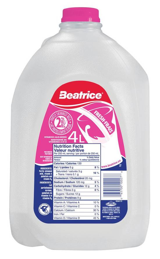 Beatrice Partly Skimmed Milk 2% (4 L)